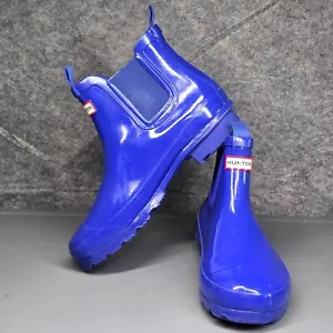 Hunter Original Chelsea Woman's 5 Ankle Rain Boots Royal Blue Authentic - Picture 1 of 11