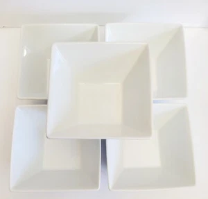 5 Food Network Whipped Cream 6" White Porcelain Square Soup/Cereal Bowls UNUSED - Picture 1 of 4