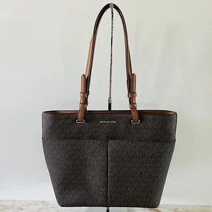 MICHAEL KORS Bedford Brown Acorn Leather Medium Top Zip Pocket Tote Bag - Picture 1 of 11