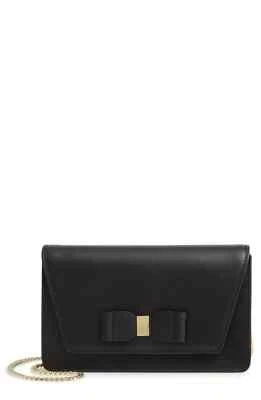 Bolso de noche Ted Baker London V4504 para mujer negro con lazo Keeiira de cuero 8,5 x 5 pulgadas Foto 1 de 3