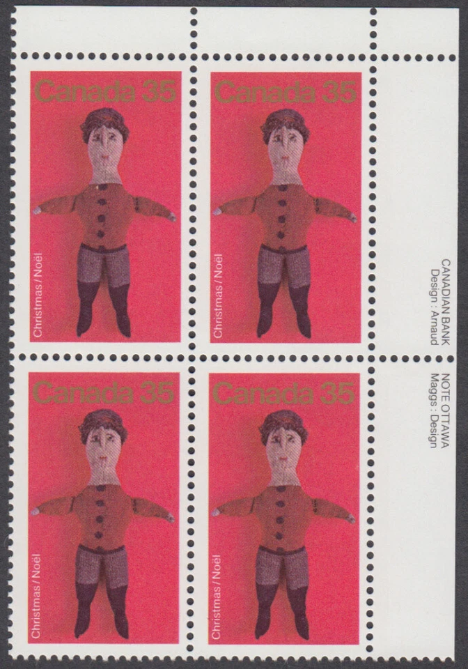 Canadá - #841 Navidad - Bloque de placa de muñeca anudada - MNH Foto 1 de 1