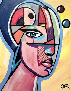CORBELLIC EXPRESSIONISM 16X20 GRAVITY WOMAN CUBIST FINE ART HOME INTERIOR DESIGN - Picture 1 of 10