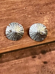 Silver Tone Sand Dollar Clip-On Earrings - Picture 1 of 3