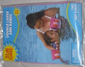SUNSHINE KIDS INFLATABLE ARM BANDS Pink Fish Swimming Swim Pool Child Age 3-6 - Picture 1 of 1