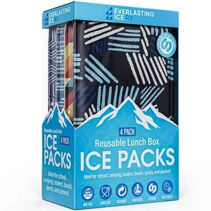 Reusable Ice Packs for Lunch Boxes & Coolers 4 Pack Flexible Long-Lasting BPA... - Picture 1 of 6