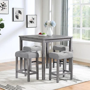 Dining Table, Bar Table and Chairs Set, 5 Piece Dining Table Set, Industrial Bre - Picture 1 of 11