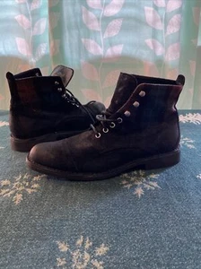 Herren 11 M Cole Haan Schwarz Rau Wildleder Stiefel mit Flanell Kragen  - Bild 1 von 7