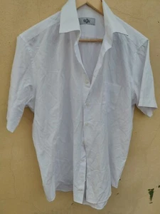 Kigili Mens Button Up Shirt Short Sleeve Size LARGE 41 42 FIT PURE WHITE - Picture 1 of 4