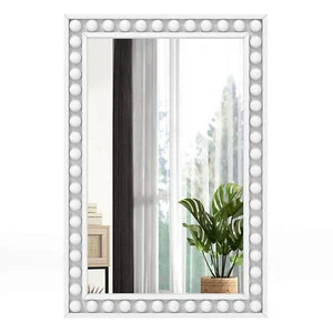 24" x 36" Rustic Decorative Wall Mirror w/Solid Wood Frame Beads for Living Room - Picture 1 of 10