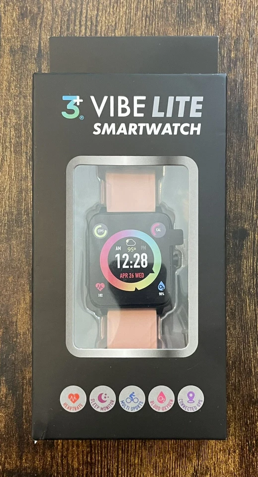 3+ Vibe Lite Smartwatch Fitness Trackers Blood Oxygen Heart Rate Pink~NEW In Box - Image 1 of 3