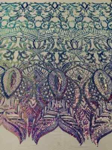 Iridescent Sequin Fabric - Lavender - Two Tone 4 Way Stretch Fancy Border  - Picture 1 of 3