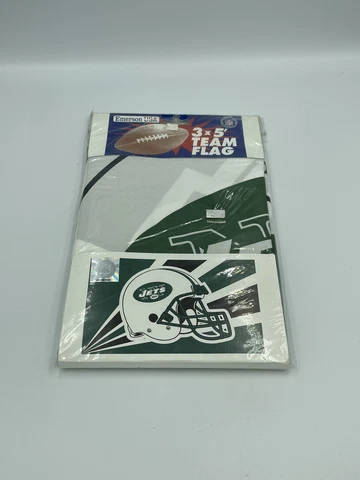 NFL NEW YORK JETS 3' X 5' NYLON YARD FLAG BY EMERSON USA New Old Stock Cover