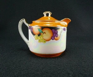 Lusterware Lidded Creamer Hand Painted Japan Orange Fruit Gold Gild - Picture 1 of 12