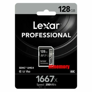 Lexar Professional 128GB SDXC SD 1667x Memory Card UHS-II 250MB/s 4K V60 US