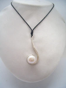 Ciondolo in ARGENTO 925 con PERLA d'acqua dolce naturale - pendente girocollo - - Foto 1 di 7