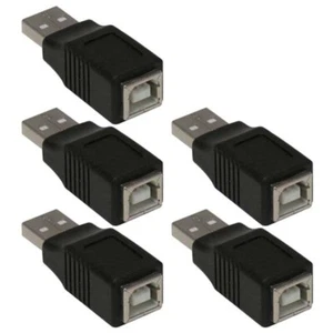 5 Pcs USB-A Male to Type B Female Adapter Converter Cable Connector Nickel Black - Picture 1 of 2