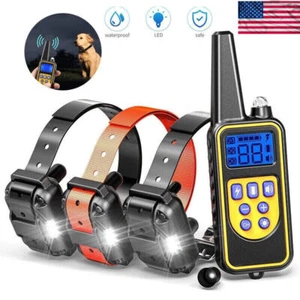 Dog Shock Training Collar Rechargeable Remote Control Waterproof IP67 875 Yards - Picture 1 of 17