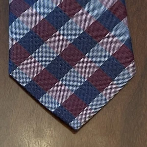 Nwt Van Heusen Red Blue 85% Men’s Neck Tie With Clip Made In China Msrp $42 - Picture 1 of 10
