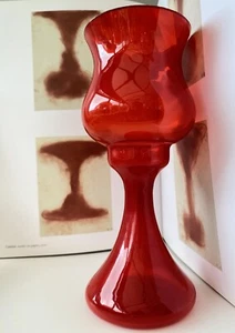 Vintage Japanese Mouth Blown Red Glass 'Bond Ware' Vase - Mid Century - Picture 1 of 18