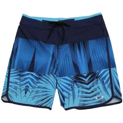 Oakley Palm Geometric Boardshort 19" Mens Size 34 L Atol Blue Beach Surf Shorts - Image 1 of 2