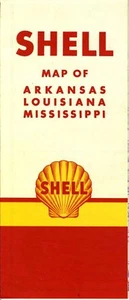 1950 Shell Road Map: Arkansas Louisiana Mississippi NOS - Foto 1 di 1
