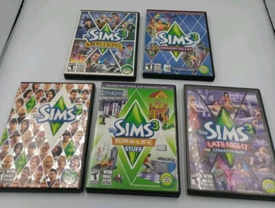 The Sims 3 PC and 4 Expansion Packs Game Lot of 5 Life Simulation  - Image 1 of 4