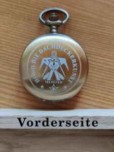 Taschenuhr Handaufzug Dachdecker Meister Handwerk Zunft Geschenk Laser Gravur. - Bild 1 von 3