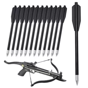 Miniature Crossbow Bolts Plastic Body with Sharp Metal Point Tip Black 12X - Picture 1 of 10