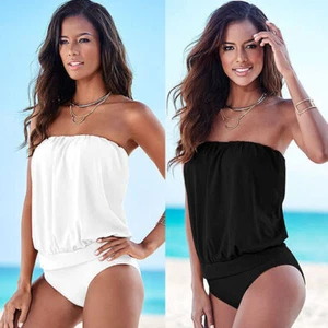 Womens Strapless One Piece Swimsuit Monokini Bikini Swimming Costume Swimwear´ - Picture 1 of 18