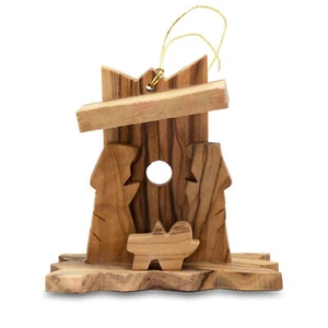 Nativity scene, Handcrafted Olive Wood Christmas Ornaments 2.7''/7 cm Holy Land - Picture 1 of 7