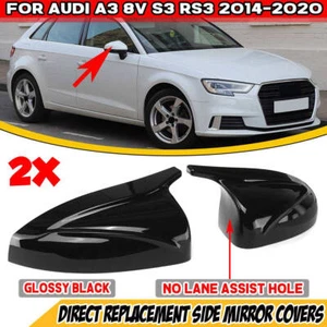 Glanz Schwarz Spiegelkappen Abdeckung Ohne Lane Assist Option Für Audi A3/S3/RS3 - Picture 1 of 7