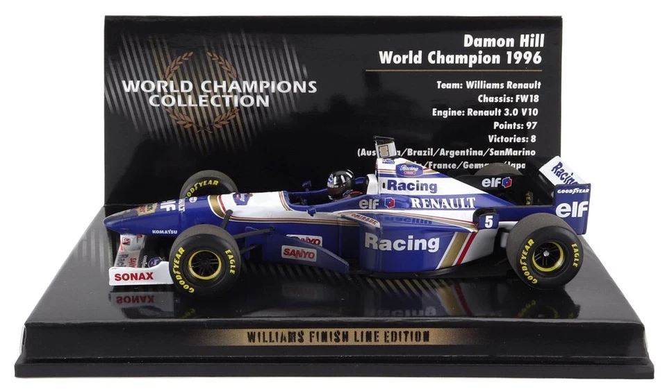 Minichamps Williams FW18 #5 1996 - Damon Hill 'Finish Line' Version  1/43 Scale - Image 1 of 3
