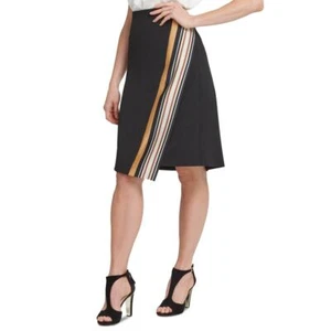 DKNY NEW Women's Asymmetrical Striped Faux Wrap, Sarong Skirt TEDO - Picture 1 of 2