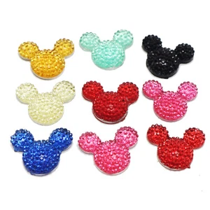 40 Mixed Color Flatback Resin Dotted Rhinestone Gems Mouse Head 24X20mm - Picture 1 of 7