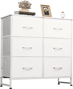 White 6 Drawer Chest with Easy-Pull Handles - Perfect for Organized Living - Picture 1 of 11