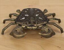Brass Dungeness Crab Hinged Ashtray Trinket Box Desk Paperweight Creature
