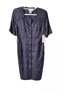 JSong Dress Womens Size 8 Black NWT Vintage Lightweight 100% Linen Professional - Picture 1 of 10