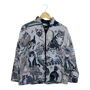 Chaqueta de Colección Tapiz Gatito Gato Cremallera Talla Única Maxson Tapestri EE. UU. Gatos Raros Años 90 - Imagen 1 de 6