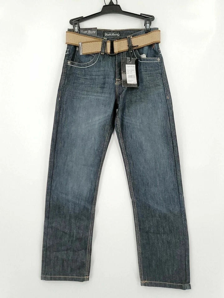 NWT English Laundry Juniors 12 Slim Straight Leg Distressed Faded Denim Jeans - Image 1 of 4