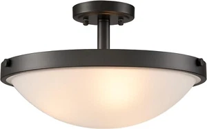 Modern Farmhouse Black Semi Flush Mount Ceiling Light Fixture Hallway 3-Light - Picture 1 of 7