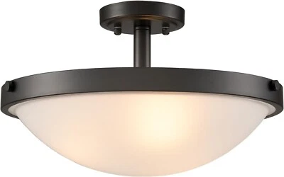 CLAXY Modern Farmhouse Black Semi Flush Mount Ceiling Light Fixture Hallway 3-Light