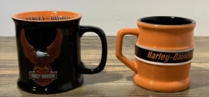 Tazza caffè Harley Davidson lotto di 2 tazzine da caffè con logo 3D rialzato nero/arancione - Foto 1 di 14