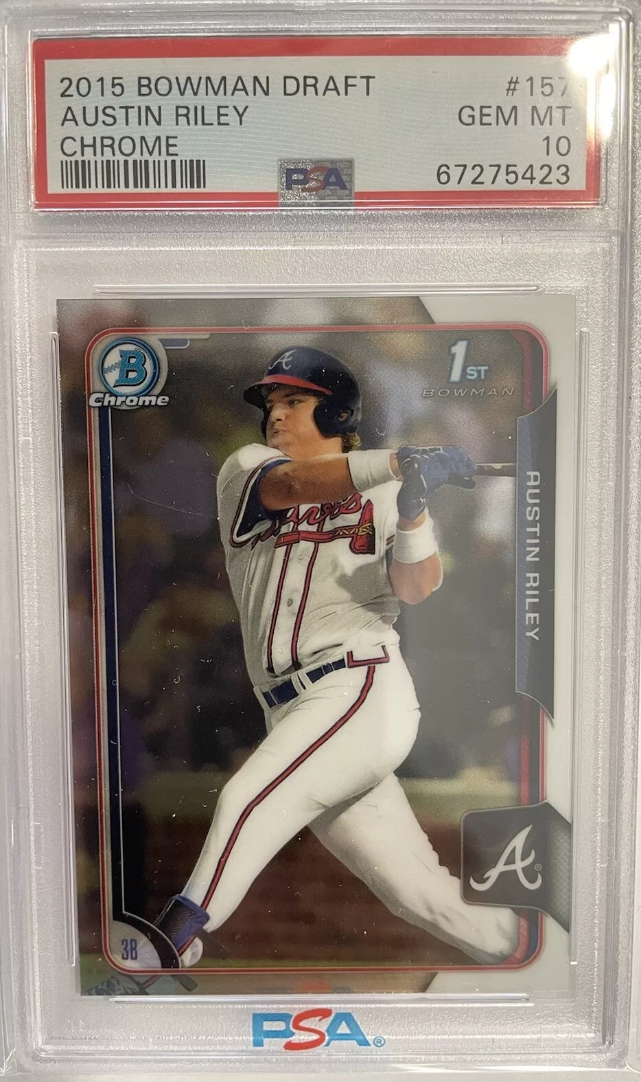 AUSTIN RILEY RC PSA 10 - 2015 Bowman Draft Chrome #157 Gem MT Atlanta Braves ⚾️