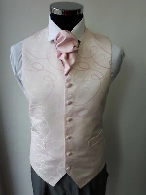 Men's and Boy's Waistcoats In Pink Swirl Design, Ideal for Weddings, Prom - Image 1 of 2