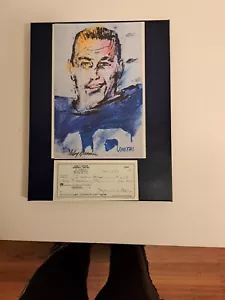 johnny unitas, baltimore colts, signed bank check W/Leroy Neiman display JSA - Picture 1 of 4
