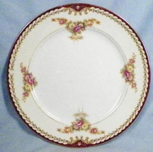 Japan Flower Garland Dessert Plate Porcelain Bluebells Yellow Border Rust Edge - Picture 1 of 4