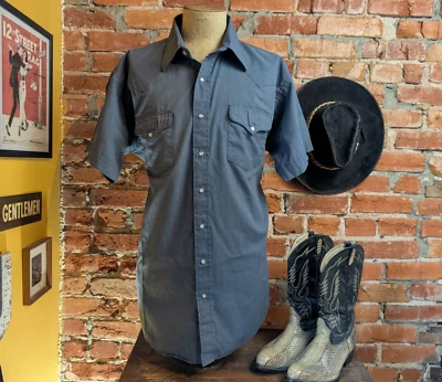 Camisa Western Gris Flying R Ranchwear Años 80 De Colección Para Hombre Manga Corta - XL Alta Foto 1 de 4