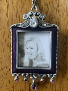 Lenox Ornament Picture Frame Silver/Pewter Tone Purple Enamel Rhinestones - Picture 1 of 7