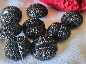 Lot 6 boutons vintage parurier resine strass marron bombé 1,8 cm ref 5502 - Imagen 1 de 3