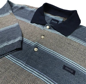 Enyce Polo Shirt Mens Large Blue Gray Striped Preppy Streetwear Y2K Casual - Picture 1 of 10
